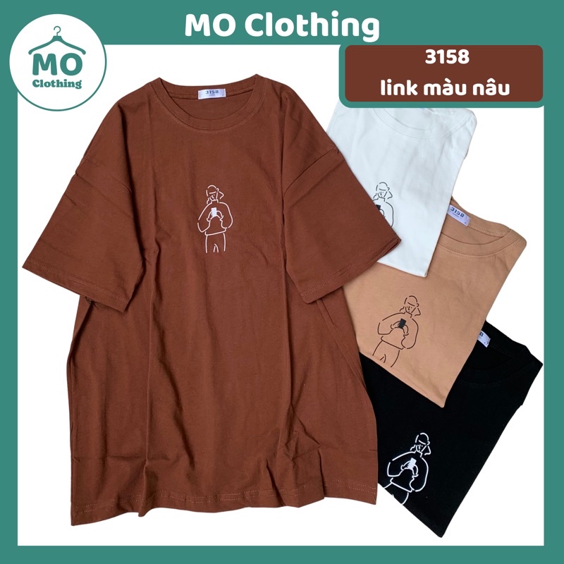 ÁO THUN, ÁO PHÔNG 3158 FORM RỘNG TAY LỠ MÀU NÂU