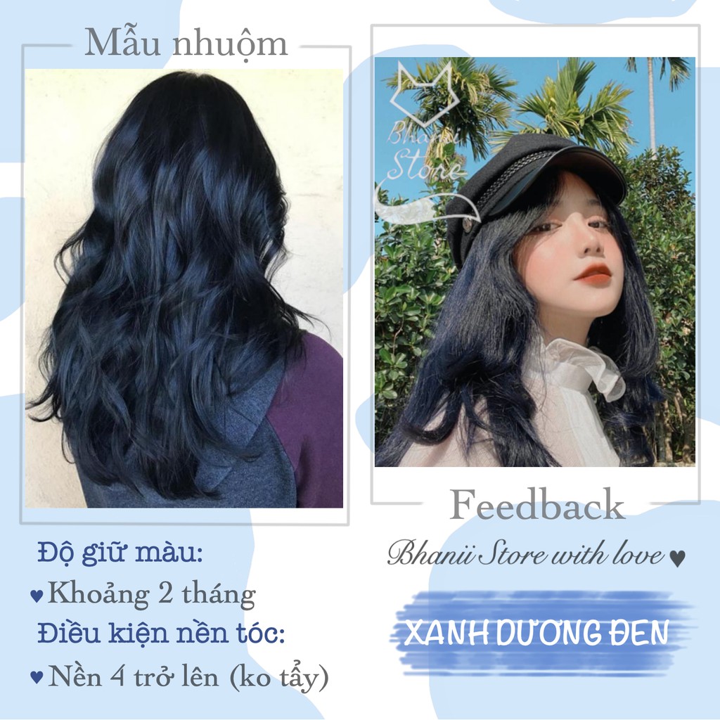 Thuốc nhuộm tóc Xanh Dương Đen Khói KHÔNG TẨY bhanii store | BigBuy360 - bigbuy360.vn