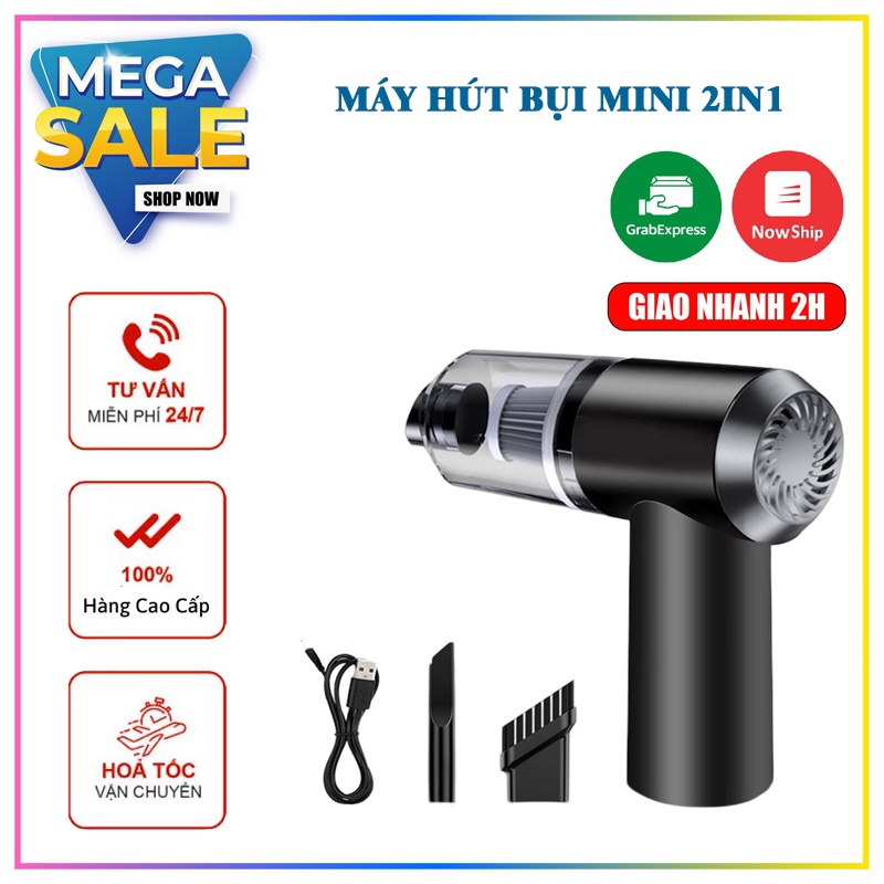 Máy hút bụi cầm tay mini không dây lực hút siêu mạnh sử dụng hút bụi ô tô