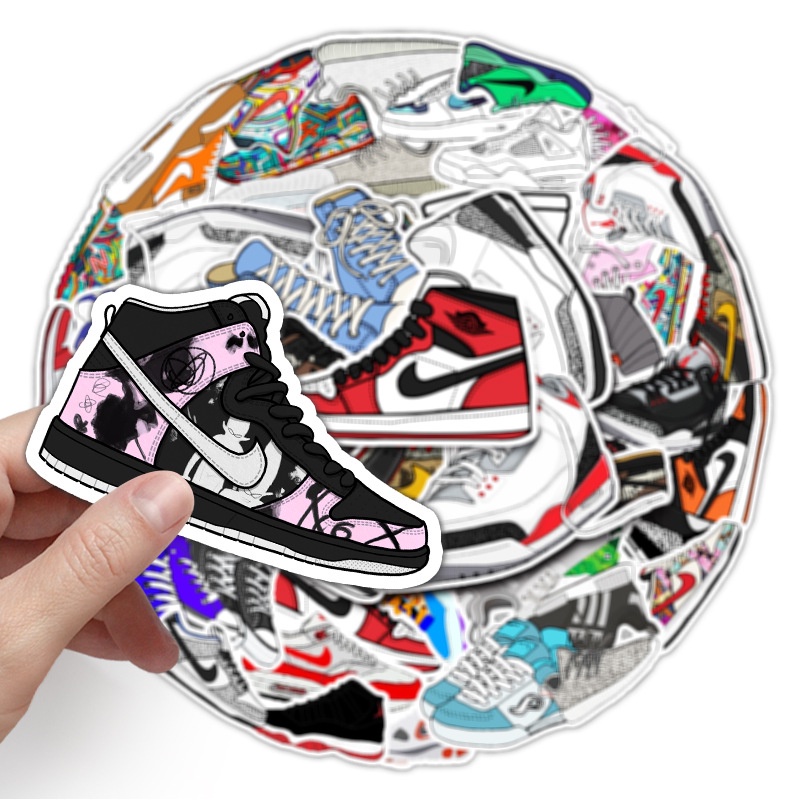 Combo 30 Sticker Chống Nước Decal Dán Điện Thoại Laptop Mũ Bảo Hiểm Vali Guitar Bình Nước Sổ Tay [GIÀY THỂ THAO]