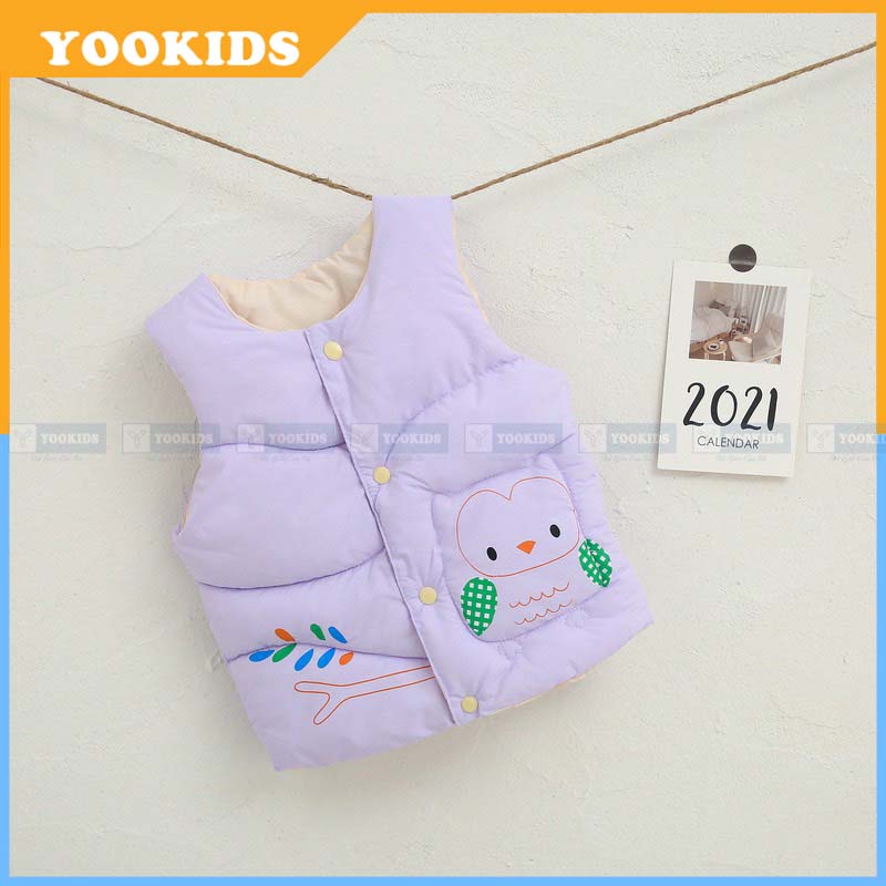 Áo phao gile cho bé YOOKIDS có cúc cài trần bông siêu nhẹ và giữ ấm cực tốt cho bé trai bé gái 1 2 3 4 tuổi