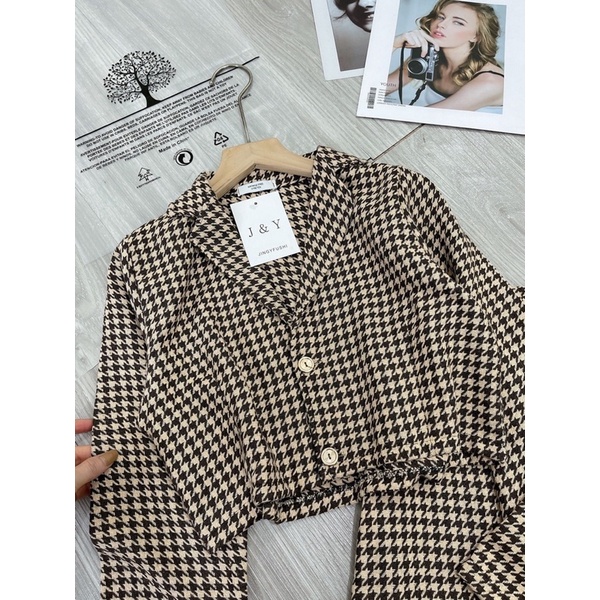 Set Vest Dạ Crtop Mix Chân Váy Chữ A