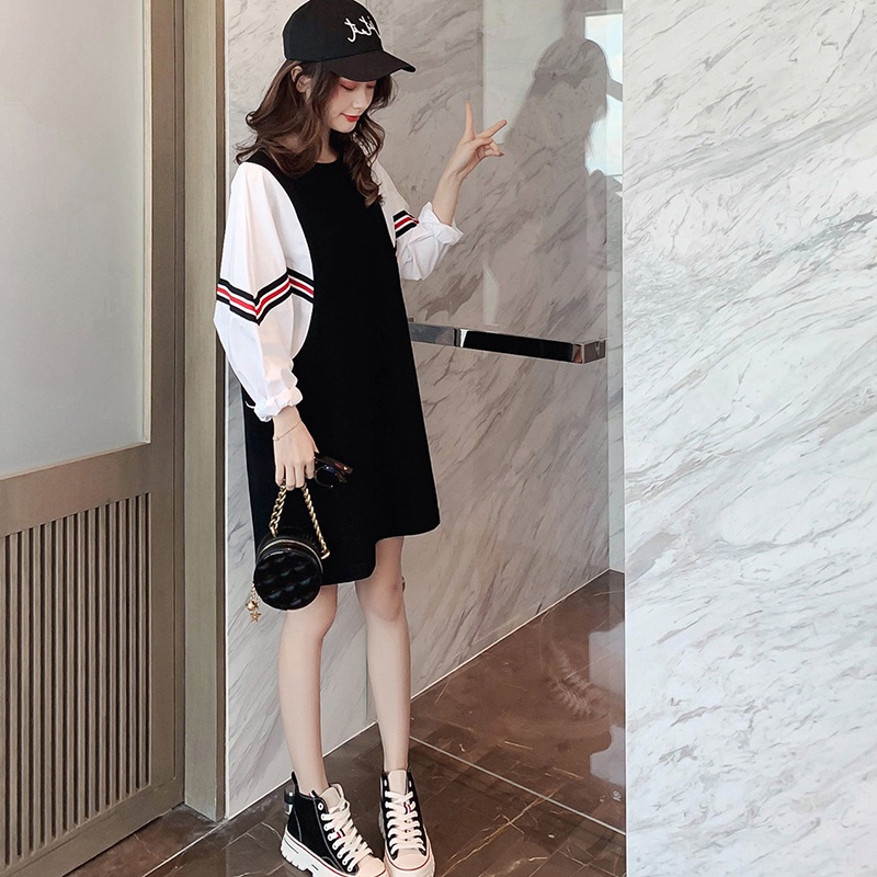 Đầm Ielgy cổ tròn tay dài phong cách thời trang Hàn Quốc dành cho nữ