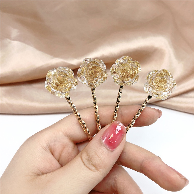 Kẹp tóc hình hoa hồng bằng nhựa đơn giản sành điệu cho nữ