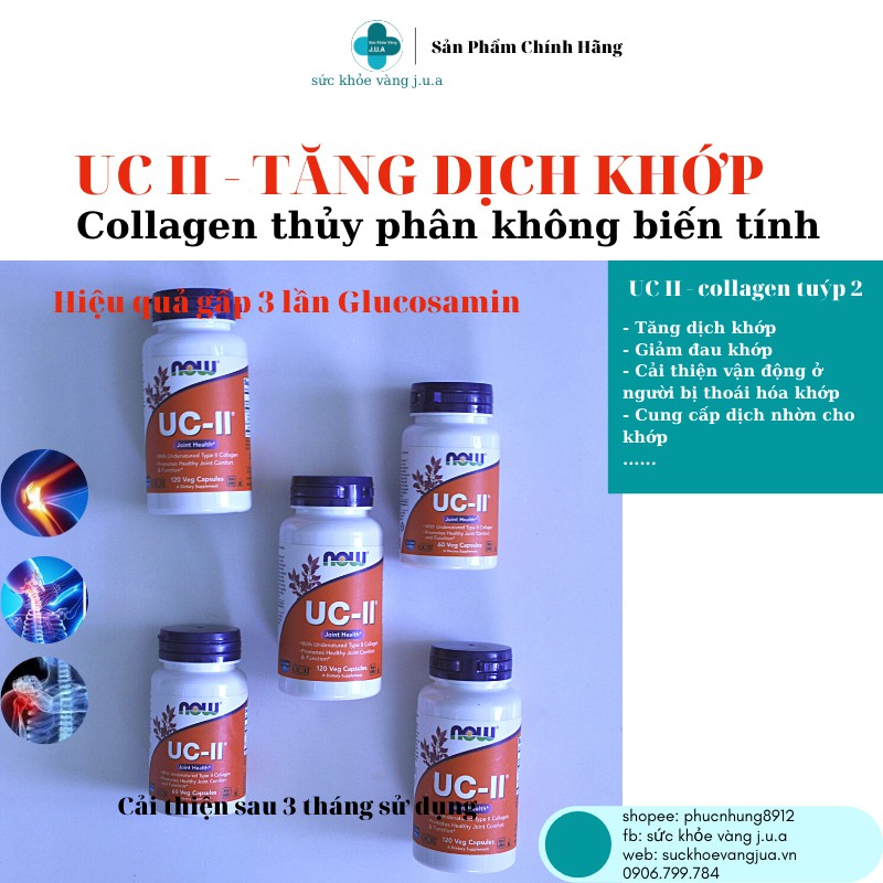 UC II Lọ 120 Viên - Collagen type 2 - TĂNG ĐỘ BỀN CHO KHỚP