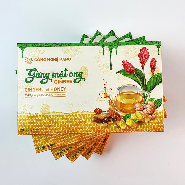 Mật ong gừng Ginbee nano, thanh ngọt bổ dưỡng, gói nhỏ tiện dụng