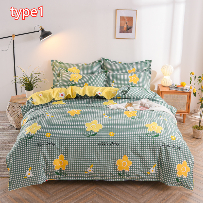 Set 3/4 ga trải giường vỏ chăn gối làm từ cotton nguyên chất dày dặn cho phòng ngủ