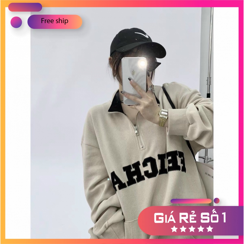 ÁO POLO KHÓA FEI CHẤT BO DẦY PHỐI CỔ, ÁO POLO DÀI TAY FORM RỘNG UNISEX PHONG CÁCH TRẺ TRUNG THỜI TRANG