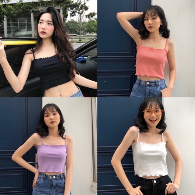 ÁO CROPTOP HAI DÂY CUỐN BIÊN | WebRaoVat - webraovat.net.vn