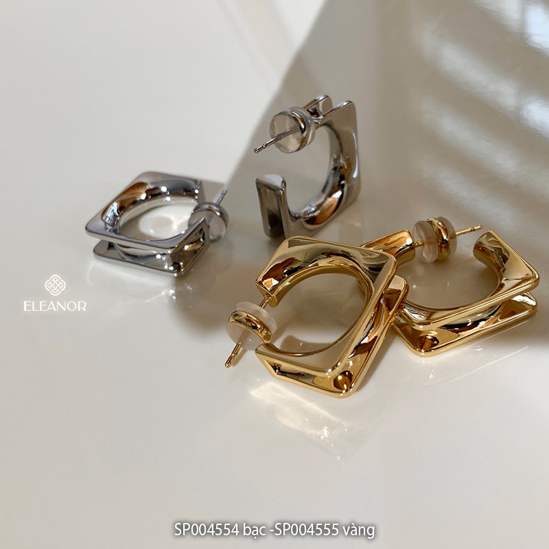 Bông tai nữ chuôi bạc 925 Eleanor Accessories vuông vintage cá tính phụ kiện trang sức 4554