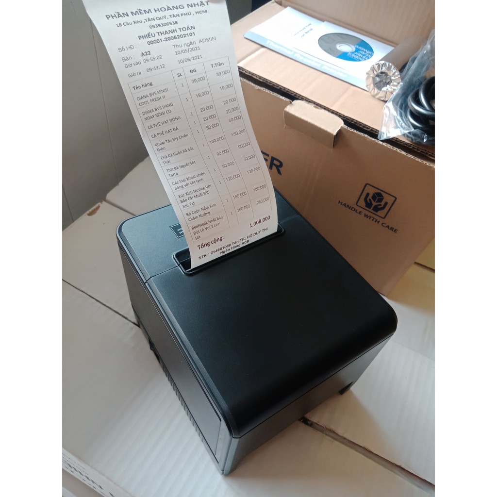 Máy in bill k80 Richta RI-R200EU kết nối LAN + USB, USB, LAN dùng để in hóa đơn tính tiền, in nhiệt khổ 80mm