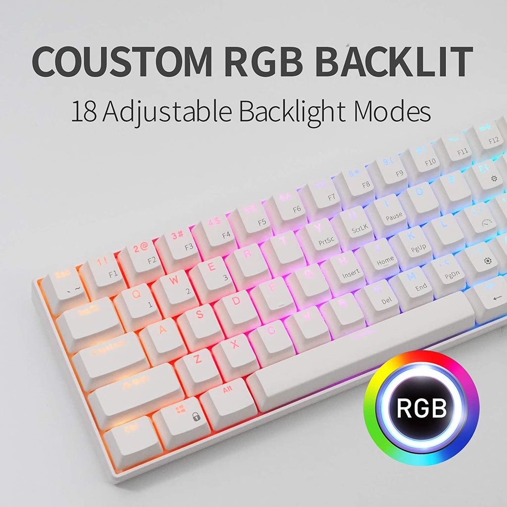 Royal Kludge Bàn phím cơ RK61 Three Mode RGB HotSwap 60% gaming keyboard mechanical  wireless keyboard bluetooth/Wifi / Wired