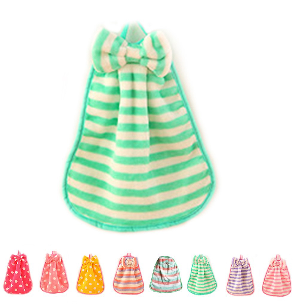 Multi-striped Bow Towel Absorbent Coral Velvet Cloth Towel