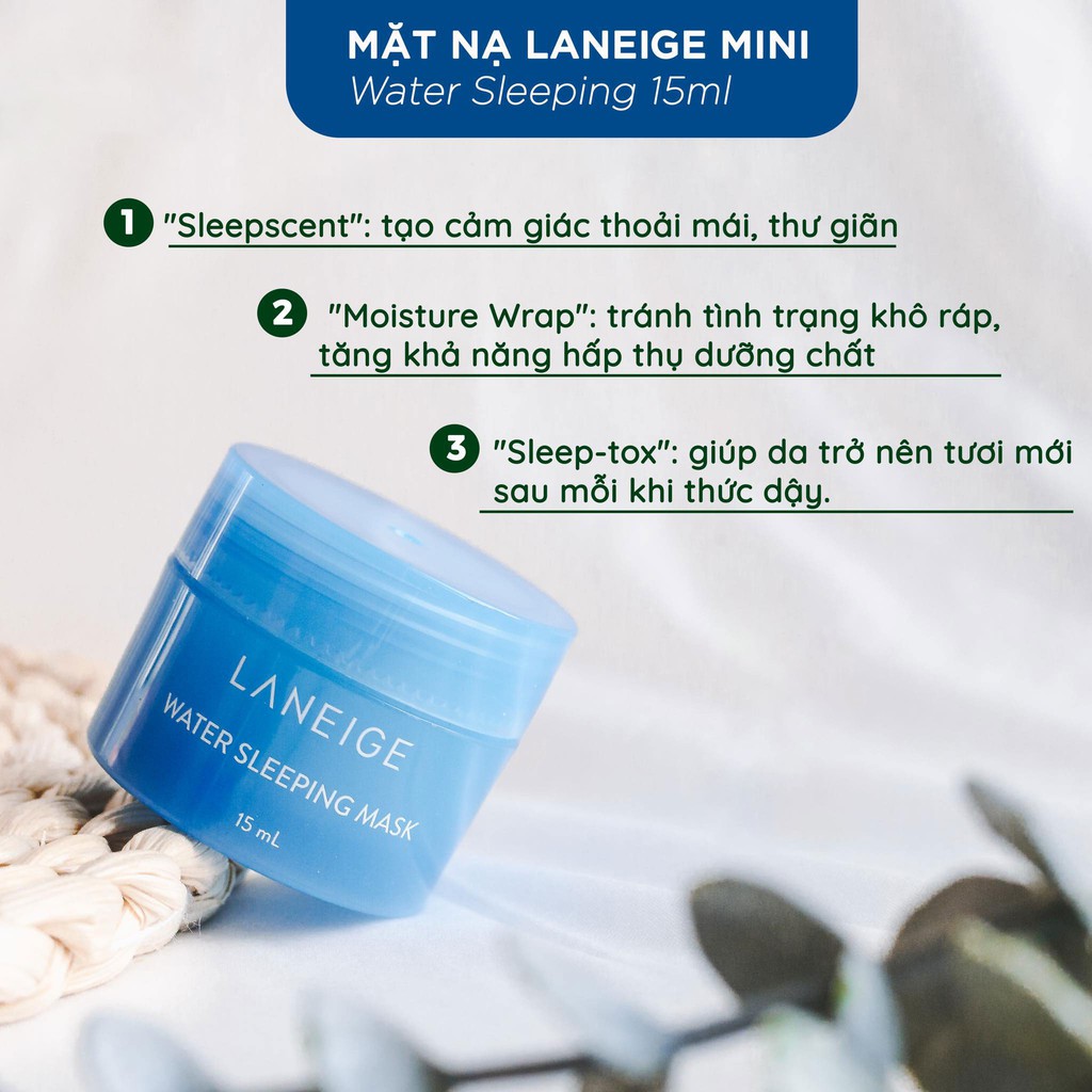 Combo mặt nạ ngủ môi + dưỡng ẩm da mặt (Vỏ Hồng/Xanh) Laneige Hàn Quốc mini size mẫu mới nhất | BigBuy360 - bigbuy360.vn