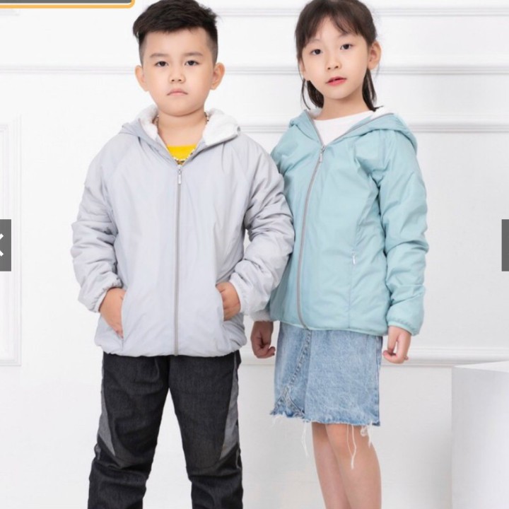 Áo khoác phao lót lông ấm áp cực xinh  cho bé trai và bé gái từ 15kg - 42kg M003