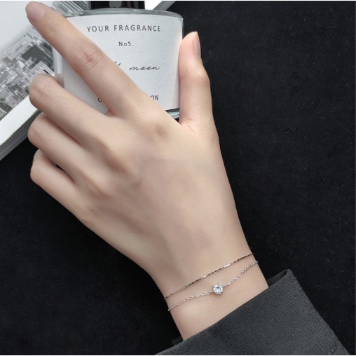 Vòng tay nữ bạc Ý s925 đá nhỏ 2 lớp S3219 - AROCH Jewelry