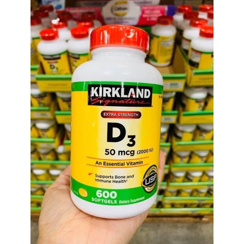 Viên Uống Vitamin D3 Kirkland Extra Strength D3 50mcg 600 Viên