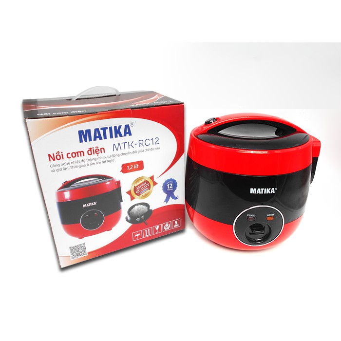 NỒI CƠM ĐIỆN NẮP GÀI MATIKA MTK RC12 1.2 LÍT