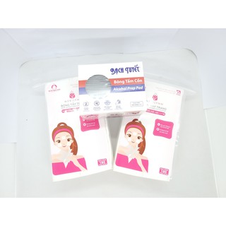 COMBO 2 GÓI BÔNG TẨY TRANG MERILYNN (GÓI 180M)+1 HỘP BÔNG TẨM CỒN BẠCH TUYẾT (100M)