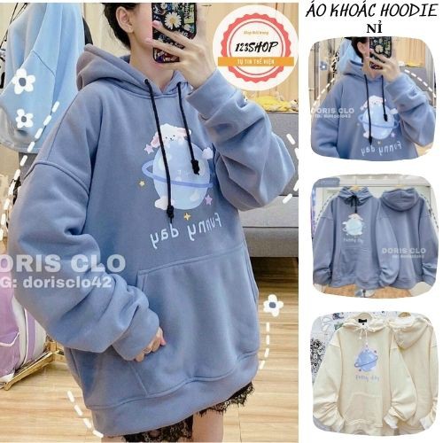 Áo khoác hoodie Chống Nắng Cho nam nữ in hình Funny day , unisex form rộng có Dây Kéo ulzzang ảnh thật 123SHOP