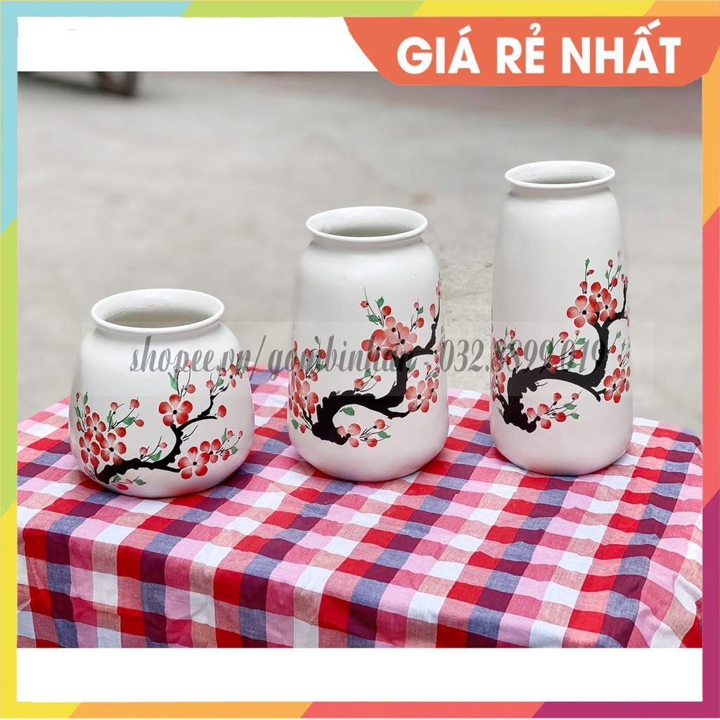 (SET 3 LỌ VẼ - ĐẸP NHẤT) Bán bình để hoa, bình cắm hoa màu trơn vẽ hoa văn gốm sứ Bát Tràng độc đáo, trưng bày!