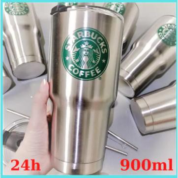 FREESHI🌺🌺Ly giữ nhiệt Thái lan starbuck 900ml (kèm túi kèm ống hút)🧚🧚 (màu ngẫu nhiên)- 2 lớp INOX 304 cao cấp😻😻😻