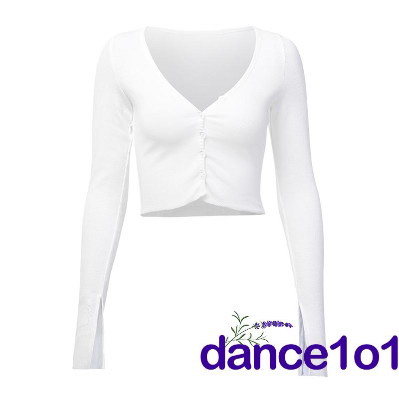 Áo croptop tay dài thiết kế cổ chữ v quyến rũ thời trang cho nữ