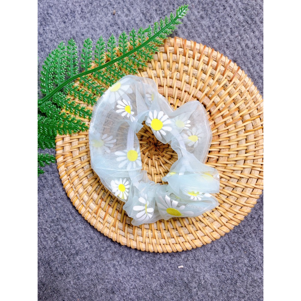Dây buộc tóc in họa tiết hoa cúc xinh xắn đáng yêu