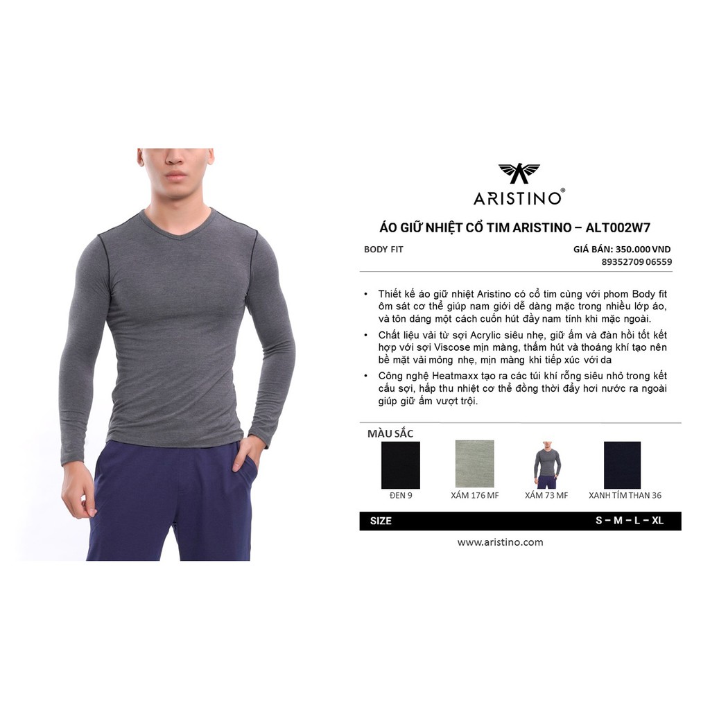 (SALE 40%) Áo giữ nhiệt cổ tim Aristino mã ALT002W7, TAG 350K | BigBuy360 - bigbuy360.vn
