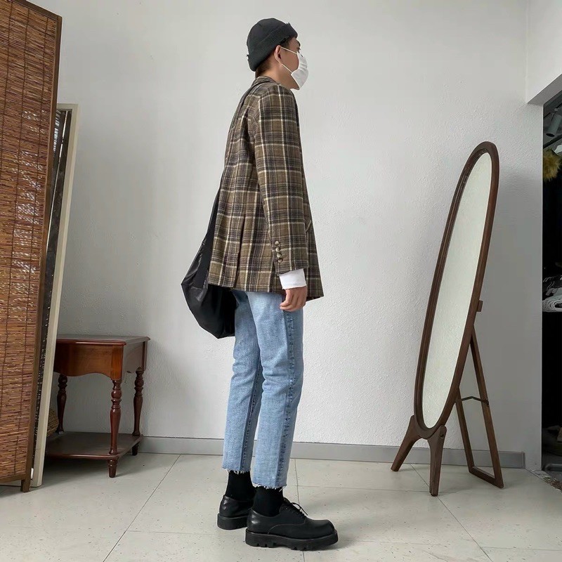 QUẦN JEANS XANH NHẠT RÁCH GỐI ( hình chụp thật )