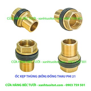 Bộ 2 ỐC ÉP THÙNG - BỒN BẰNG ĐỒNG THAU PHI 21