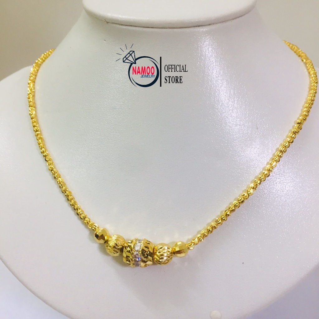 Dây Chuyền Bi Mạ Vàng Nữ Đính Đá V665 Dài dây 45cm+5cm tăng đơ chỉnh Namoo jewelry