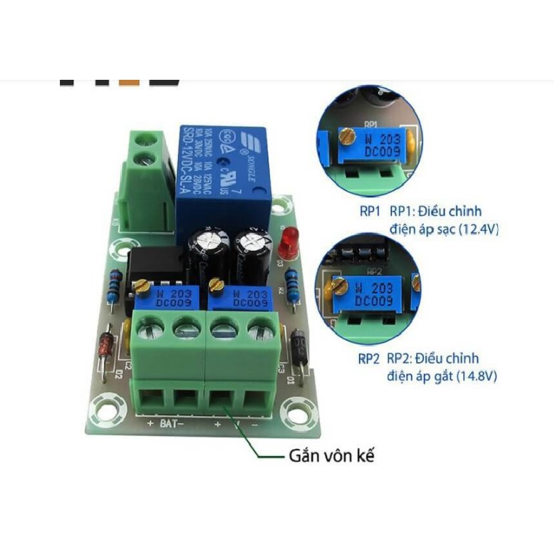 Mạch quản lý, tự động sạc acquy 12V XH-M601
