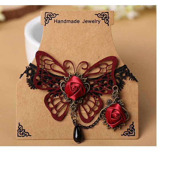 Lắc tay nữ liền nhẫn vải ren đỏ cao cấp trang sức cô dâu dự tiệc sang chảnh