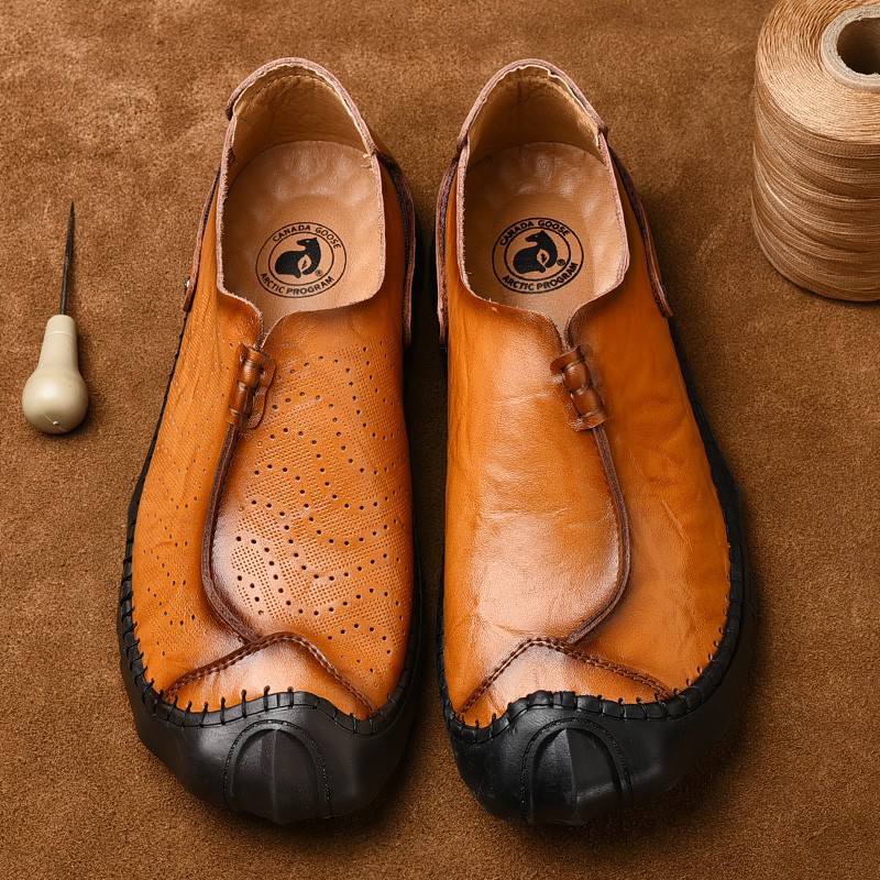 free Giày da chính hãng Toe bảo vệ giày loafer nam mùa hè Trượt trên uy tín Uy Tín 2020