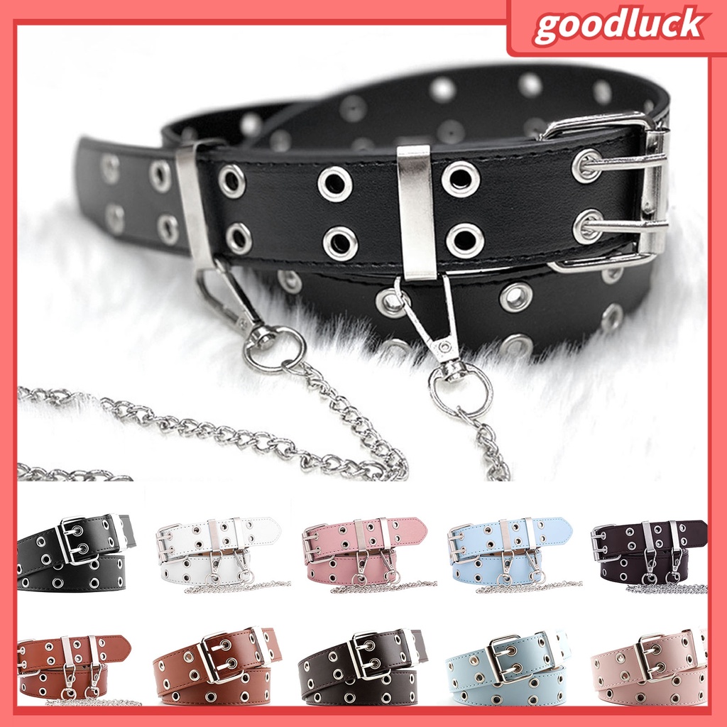 Thắt Lưng Hai Hàng Nút Cài Màu Trơn Phong Cách Punk Hip hop Cho Nam