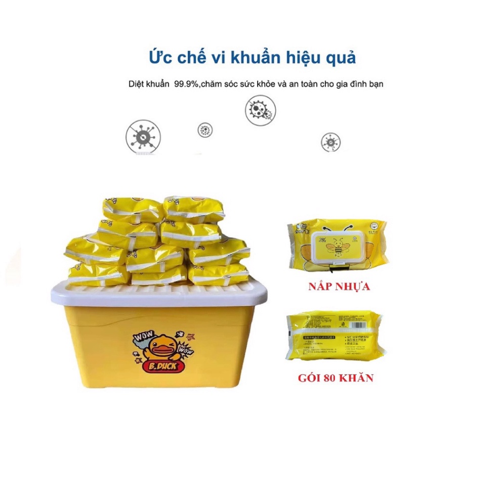 Thùng 10 gói khăn ướt vịt vàngFREESHIPkhăn vịt Duck,khăn giấy ướt vịt vàng kháng khuẩn
