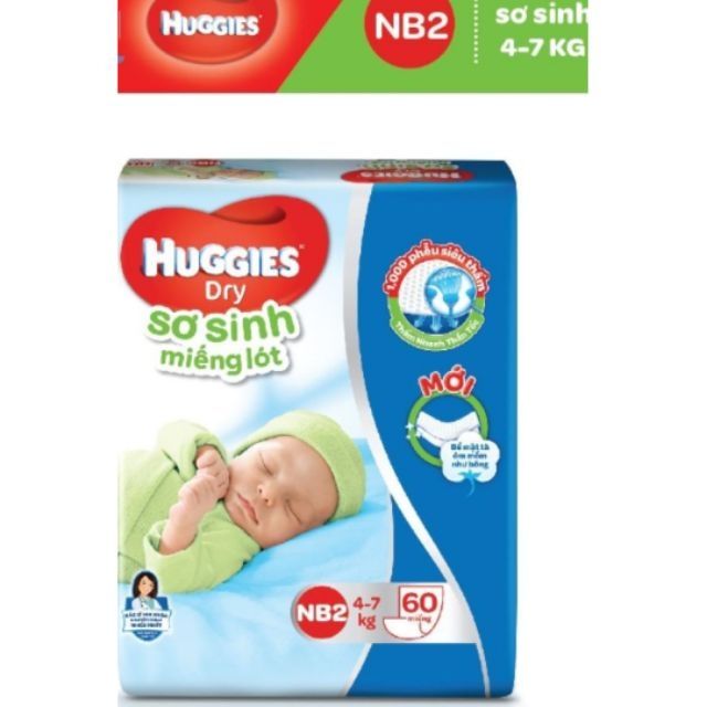 miếng lót sơ sinh Huggies nb2 60 miếng