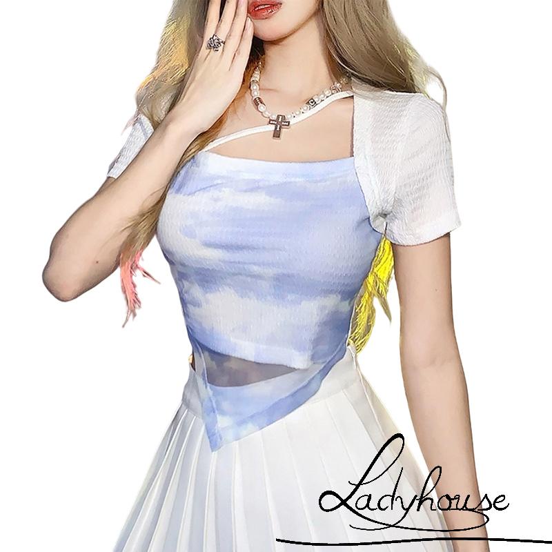 Áo Thun Tay Ngắn Cổ Vuông Thời Trang Xuân Hè Sành Điệu Cho Nữ