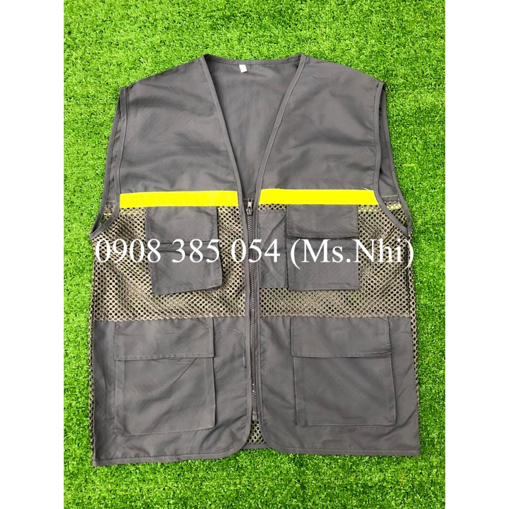 Áo khoát gile bảo hộ lao động vải kaki phối lưới thoáng mát- Hình thật