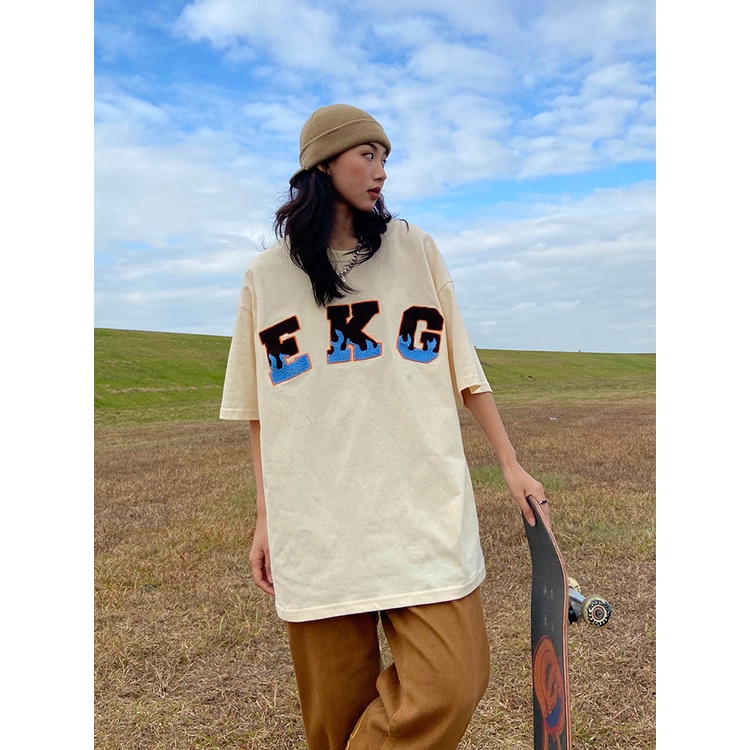 Áo Thun Ngắn Tay Dáng Rộng Phong Cách Đường Phố Mỹ Cá Tính Cho Nữ