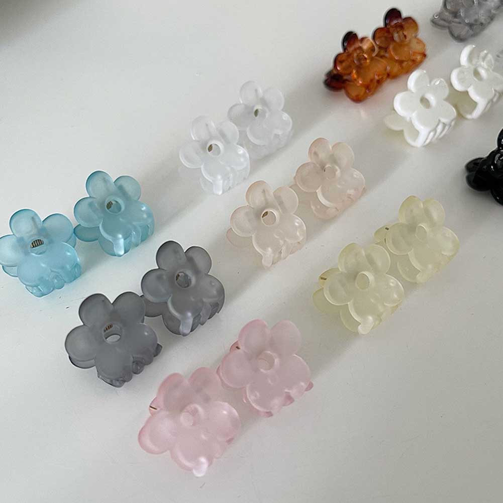 Kẹp Tóc Nhựa Nhám Hình Hoa Mini Dễ Thương Mới