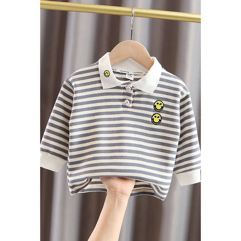 áo POLO kẻ dài tay trẻ em siêu đẹp 2021