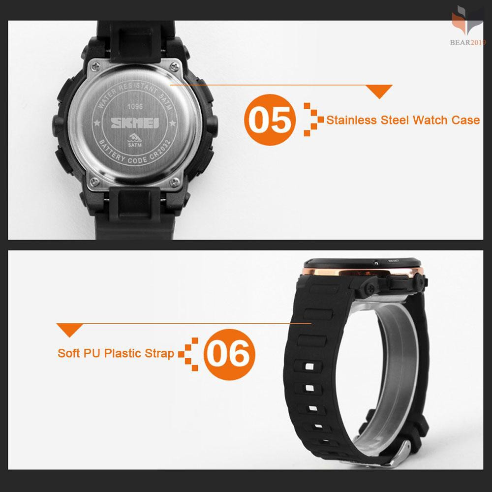 Đồng hồ thể thao kỹ thuật số SKMEI năng lượng mặt trời đa năng kháng nước 5ATM cho nam | BigBuy360 - bigbuy360.vn