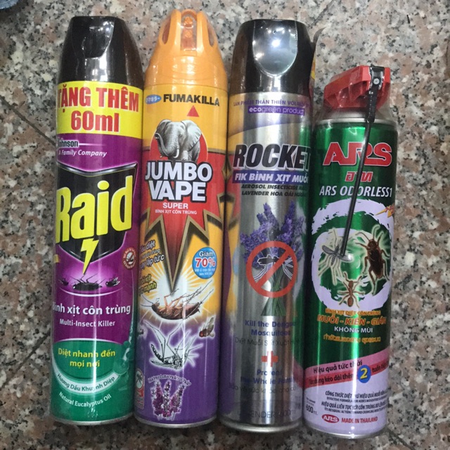 Xịt Muỗi Jumbo/ Raid/ Rocket/ Ars Các Cỡ