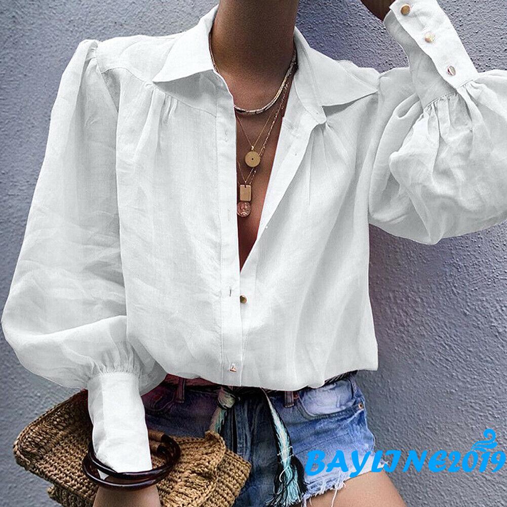 Áo sơ mi tay dài cổ chữ V thời trang gợi cảm cho nữ