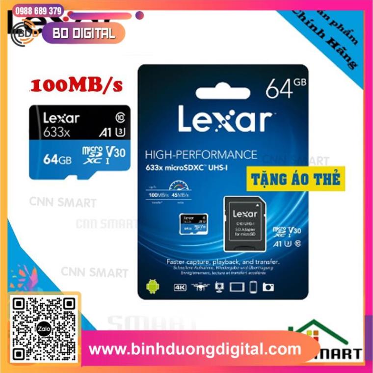 Thẻ nhớ MciroSD 64GB U3 LEXAR Tốc độ cao 100MB/s Class 10 Chính hãng -Thích hợp lắp cho Camera Imou A22EP C22EP F22P C6N