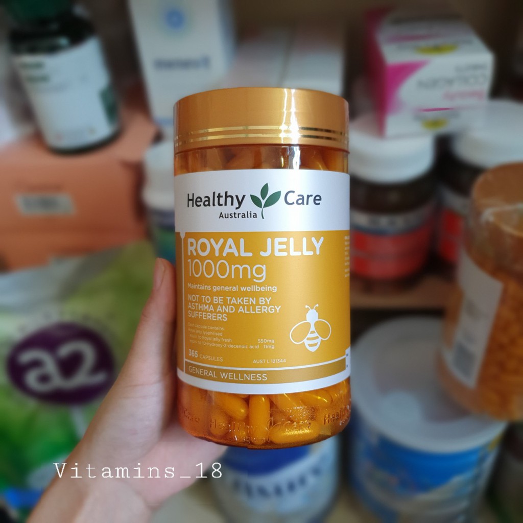 Sữa ong chúa Healthy Care Royal Jelly 1000mg 365 viên Úc
