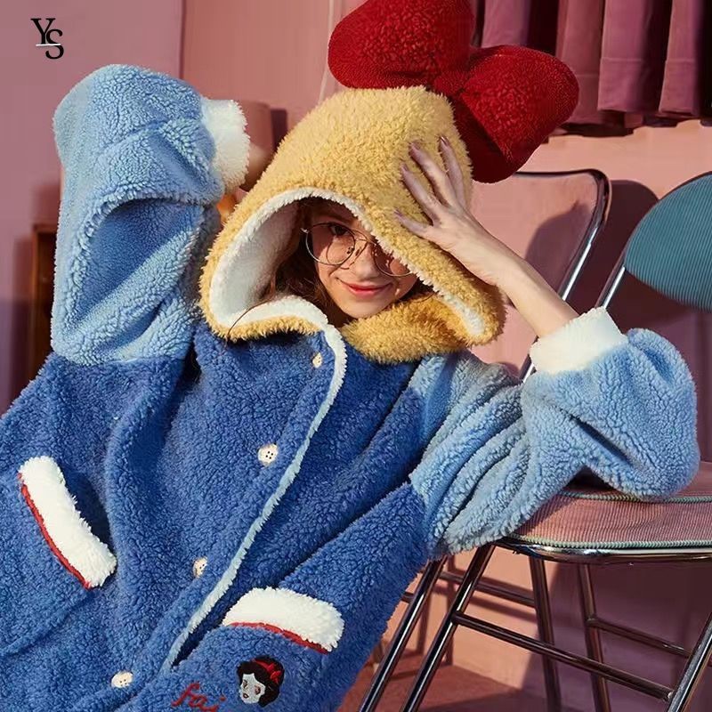 ✿✿Áo choàng ngủ lông cừu dày dáng dài thời trang mùa đông cho nữ | BigBuy360 - bigbuy360.vn