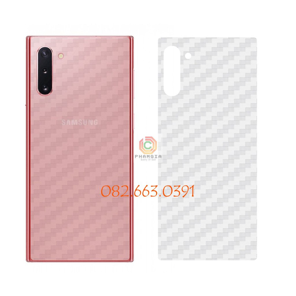 Miếng dán mặt lưng skin carbon dành cho dòng máy Samsung Galaxy Note 10/ Note 10 Plus (Note 10+)